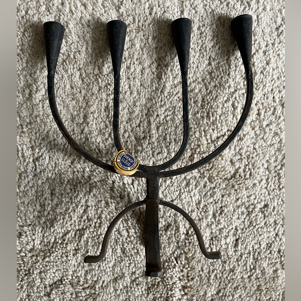 Vintage MCM cast iron candelabra